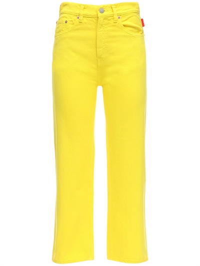 yellow jeans high waisted