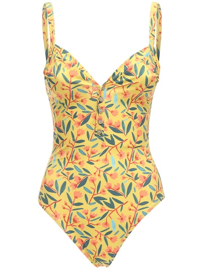 yellow one piece swimsuit