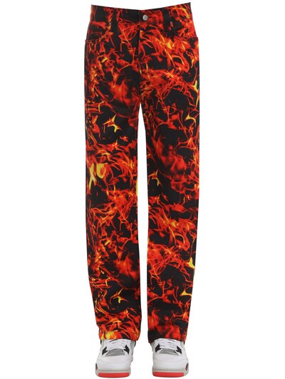flame print jeans