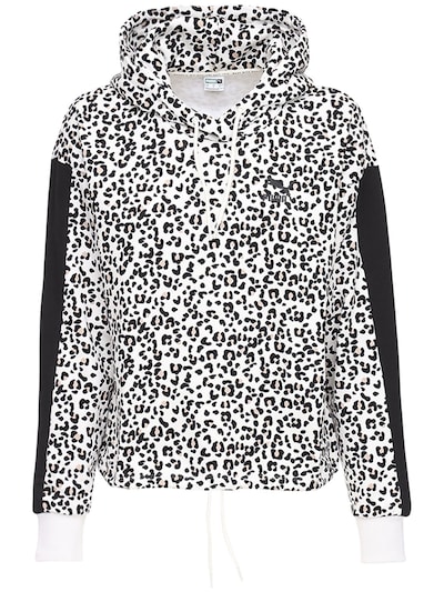 Animalier print crop cotton hoodie 