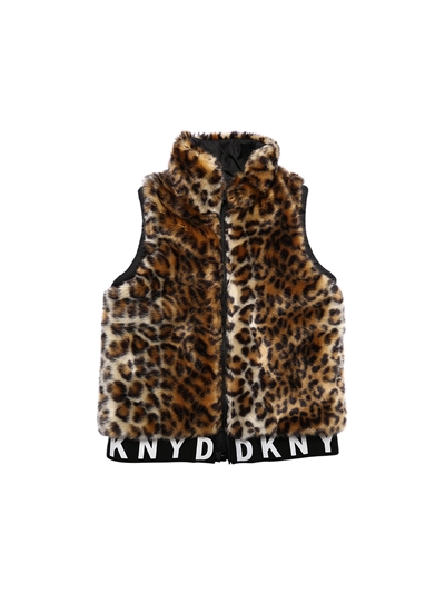 Reversible faux fur \u0026 nylon puffer vest 