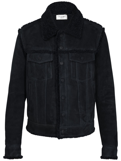 saint laurent shearling denim jacket