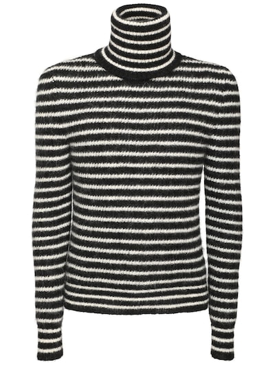 Stripe mohair blend turtleneck sweater 