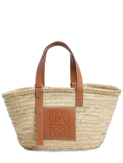 Shop LOEWE Stripes Calfskin Street Style Leather Straw Bags by SpringHill