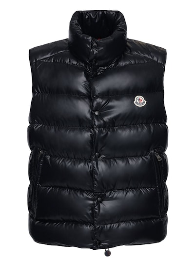 Moncler - Tib nylon laque down vest w/ logo detail - Black | Luisaviaroma