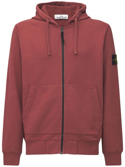 stone island cotton fleece full zip hoodie