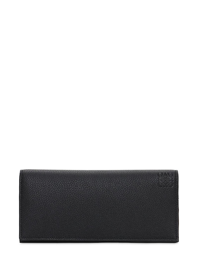 Logo leather long horizontal wallet 
