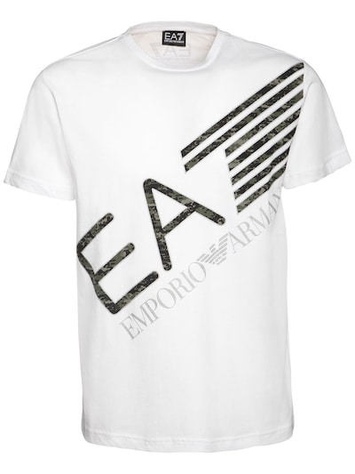 Ea7 Emporio Armani - Logo printed cotton jersey t-shirt - White Luisaviaroma