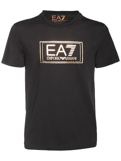 Ea7 Emporio Armani - Logo cotton jersey t-shirt - Black/Gold | Luisaviaroma