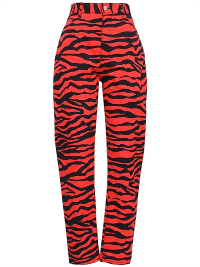 Zebra print cotton denim slouchy pants 