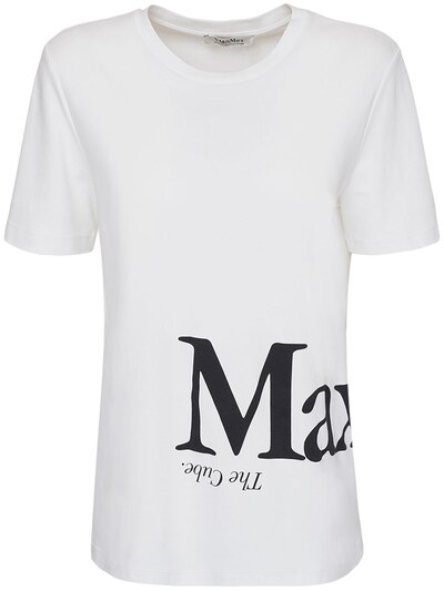 Max Mara 's - Logo printed cotton jersey t-shirt - White/Black |  Luisaviaroma