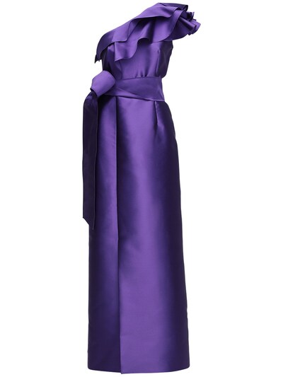 one shoulder side tie dress lavender