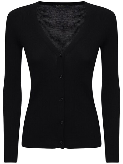 black rib knit cardigan