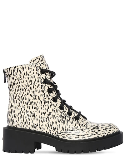 50mm snake printed leather combat boots 