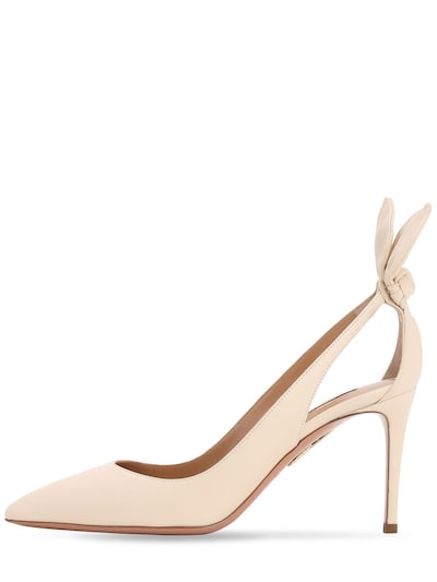 cream leather pumps