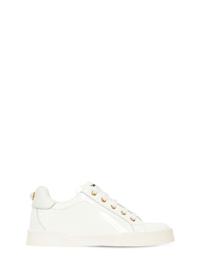 Dolce & Gabbana - Patent leather lace-up sneakers - White | Luisaviaroma