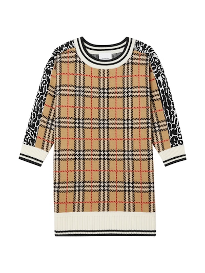 check wool knit dress - Multicolor 