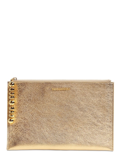 gold leather pouch