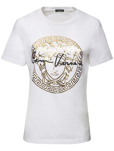 Versace - T-shirt en coton avec logo 