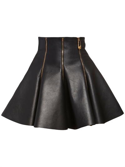 flared leather skirt