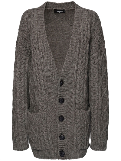 wool cable knit cardigan