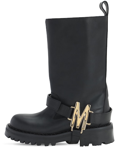 Moschino - 50mm leather biker boots 