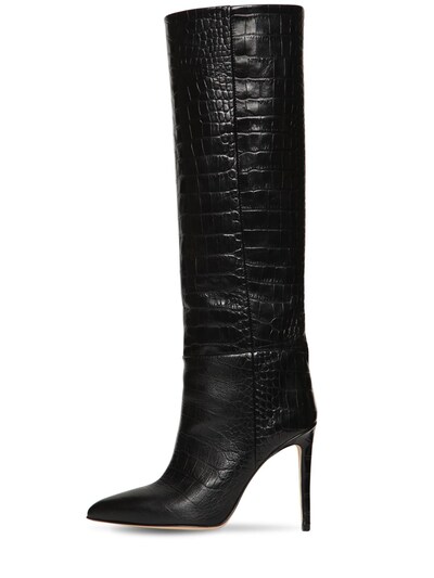 110mm tall croc embossed leather boots 