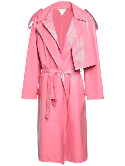 pink patent leather bubble coat