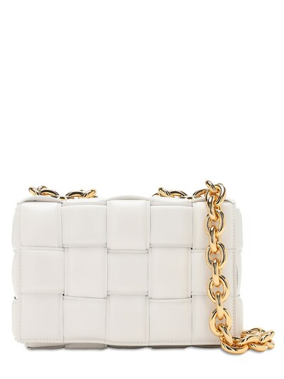 white shoulder bag with chain