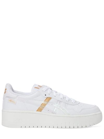 white and gold platform sneakers