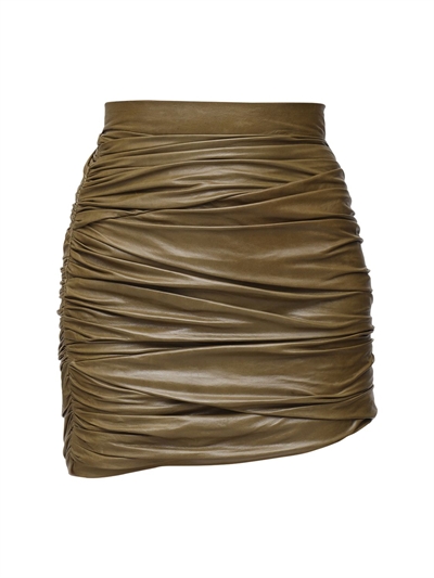 draped leather mini skirt
