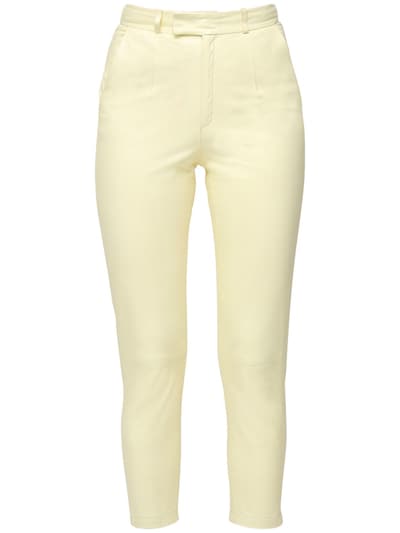 yellow leather pants