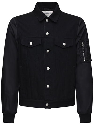 panel denim bomber jacket