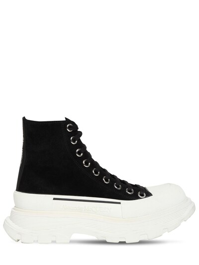 alexander mcqueen black and white suede