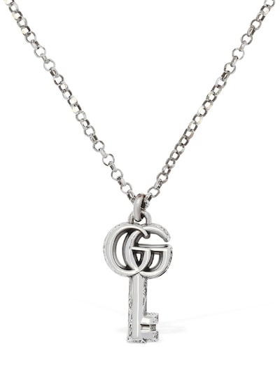 Gucci - Gg marmont key charm necklace - Silver | Luisaviaroma