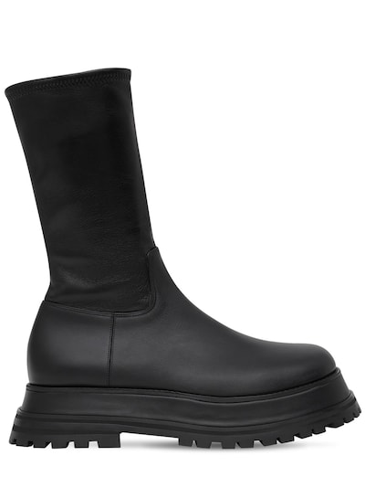 Burberry - 50mm hurr sock leather boots 