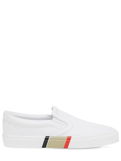leather slip on sneakers white