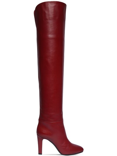 dark red over the knee boots