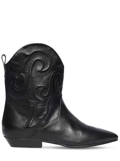 black leather cowboy boots