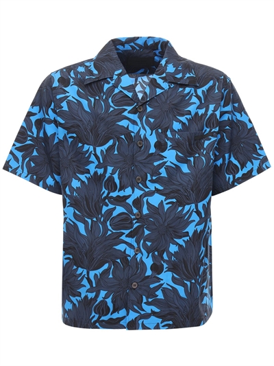 Sunflower print poplin bowling shirt 