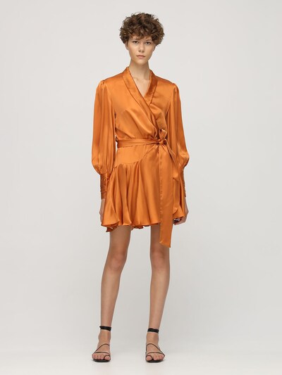 zimmermann satin wrap dress