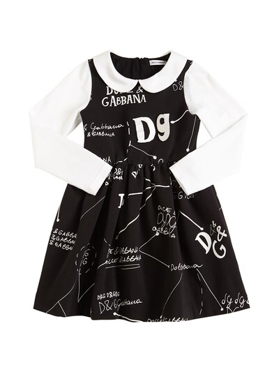 Dolce Gabbana コットンインターロックワンピース ブラック Luisaviaroma