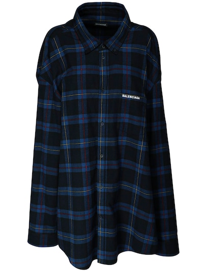 Oversize check flannel shirt w 