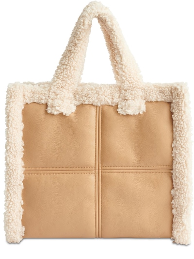 shearling tote bag