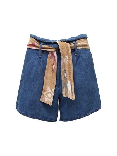 denim shorts with tie belt
