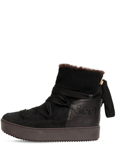 30mm suede snow boots - Black 