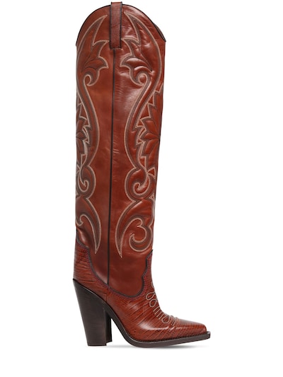 120mm western leather tall boots 