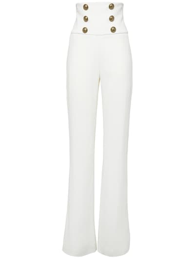 high waisted white wide leg jeans