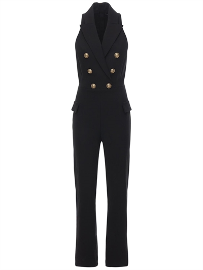 black buttoned jumpsuit