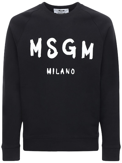 Logo Print Cotton Sweatshirt in Black - Men